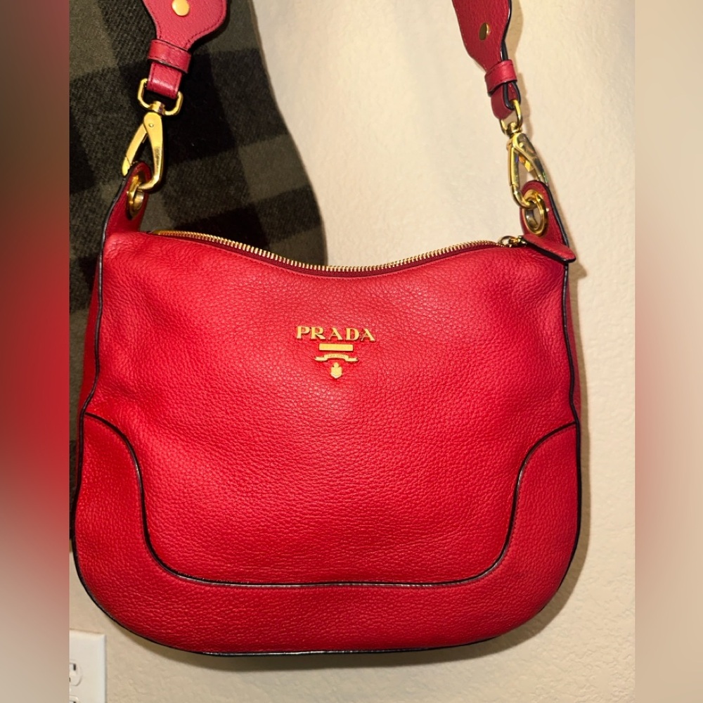 Prada Crimson Leather Shoulder Bag